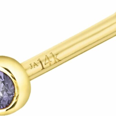 Jewelry Avalanche Body Piercing Studs | Solid 14K Gold Ball-End Stud Bezel Set Tanzanite 22G Nose Bone Nose Stud – 14K White Gold / 14K Yellow Gold December Birthstone Nose Ring Stud